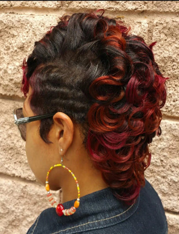 Short Synthetic Black and Burgundy Short Curly 2 Tones Wigs For Women Natural Short Hair