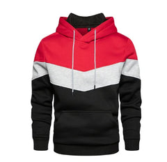 Men's Patchwork Hoodie Outdoor Casual Sportswear Street Fashion Men's Fleece Thermal Hooded Sweatshirt