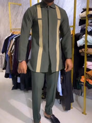 2024 New Dashiki Style Men's Suit African Traditional Clothing Elegant Two-piece Suit for Party