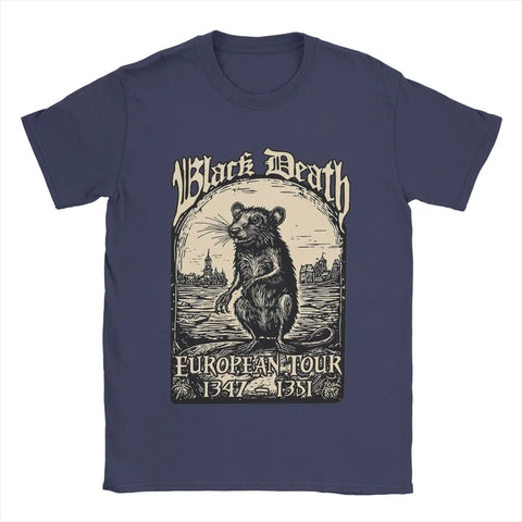 Men's Black Death European Tour 1347-1351 T Shirts 100% Cotton Clothing Funny Round Neck Tee Shirt New Arrival T-Shirts