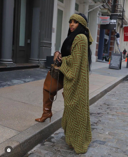 New Winter African Lady Kimonos Luxury Loose Thick Long Cardigans European Female Fashion Printed Outfits Jacket Clothes