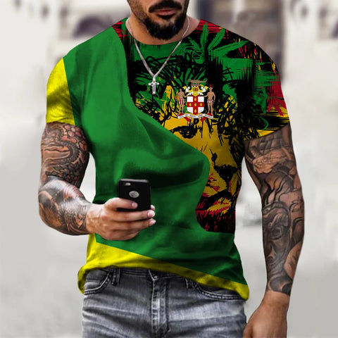 New Jamaica Flag Lion 3D Printed T-shirt Men WomenTshirt Summer Jamaica National Emblem Harajuku Streetwear Tops 2XS-4XL