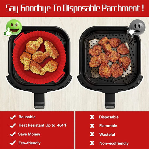 Reusable Silicon Air Fryer Liners Food Safe Non Stick Air Fryer Basket