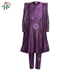 H&D New African Traditional Wear Formal Attire Bazin Riche Dashiki Outfits Shirt Pants Robe Suit African clothes for men