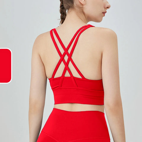 Solid Color Fitness Women Sport Bra Gym Yoga bra Cross Back Yoga Bra Top Sexy Breathable Quick-Drying Workout Sportswear Outfit
