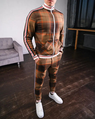 2023 Men's Suit Autumn Casual Men's Clothing European and American Fashion Brand Large Size Sportswear Two-piece Set