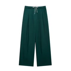 Willshela Fashion Solid Lace Up Side Zipper Straight Pants Vintage Elastic High Waist Chic Trousers
