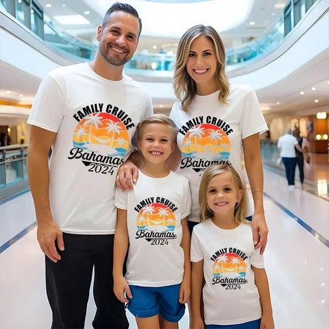 Bahamas Vacation Party Tees Shirt Graphic Y2k Tops Family Cruise 2024 Summer Matching T-Shirt Summer Trip Ship  Unisex Clothing