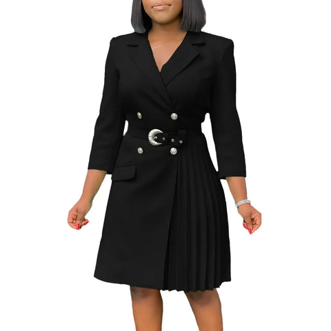 2025 Summer Autumn 3/4 Sleeve Elegant Midi Dress Women's Clothing Casual Party Work Evening Office Lady A-Line Dresses