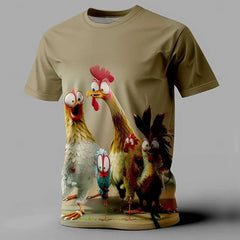 Funny Men's T Shirt Animal Chicken Print Summer Casual Short Sleeve Tee Street Fashion O-Neck Pullover Men's Oversized Clothing