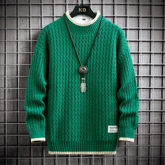 Brand Clothing Men's Loose Pullover Male Slim Fit Fashion Knitted Sweater Man  Thick Warm Pull Homme Retro Stripe Sweaters 4XL