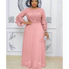 African Party Dresses for Women 2025 Fashion Dashiki Ankara Lace Wedding Gowns Elegant Turkey Muslim Maxi Dress Plus Size New