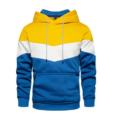 Men's Patchwork Hoodie Outdoor Casual Sportswear Street Fashion Men's Fleece Thermal Hooded Sweatshirt