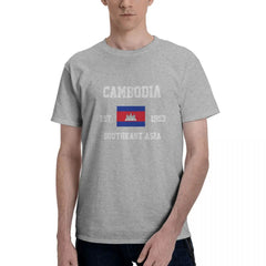 100% Cotton Cambodia Cambodian Flag t shirts Men Casual tshirts Women Clothing T-Shirts Tops Tees S-6XL Gift