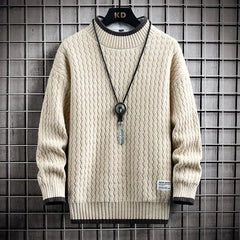 Brand Clothing Men's Loose Pullover Male Slim Fit Fashion Knitted Sweater Man  Thick Warm Pull Homme Retro Stripe Sweaters 4XL