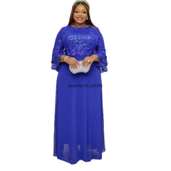 African Party Dresses for Women 2025 Fashion Dashiki Ankara Lace Wedding Gowns Elegant Turkey Muslim Maxi Dress Plus Size New