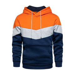 Men's Patchwork Hoodie Outdoor Casual Sportswear Street Fashion Men's Fleece Thermal Hooded Sweatshirt