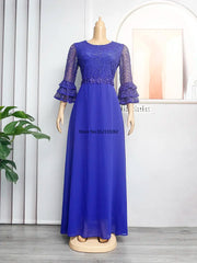 African Party Dresses for Women 2025 Fashion Dashiki Ankara Lace Wedding Gowns Elegant Turkey Muslim Maxi Dress Plus Size New