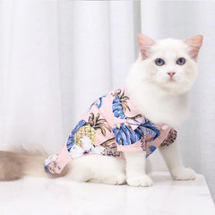 Hawaiian Print Patern Dog Cat Dress Down Shirt