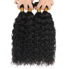 Malaysian Water Wave Bundles with Frontal Closure, Remy Wet and Wavy Human Hair