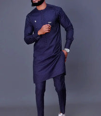 African men Wedding Beaded Long-sleeved Top Pants Set Kaftan Traditional Clothing Ethnic Casual Men's 2Pcs Suit