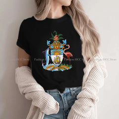 Flamingo Animals Polyester TShirts Bahamas Coat Of Arms Personalize Homme T Shirt New Trend Clothing