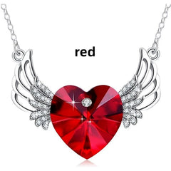 Angel Heart Crystal Pendant Chain Necklace
