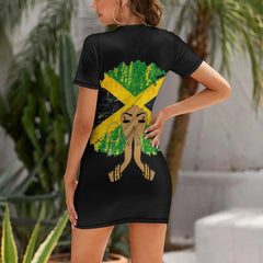 Jamaican Flag Black Woman Melanin Queen Afro Short Sleeved Dress loose summer dress Clothing women's elegant loose dresses