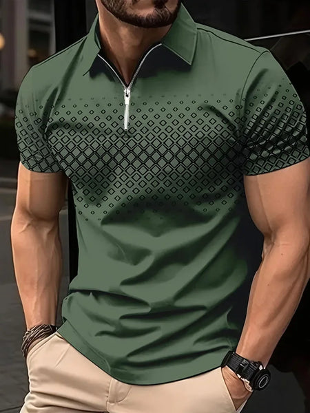 summer men short sleeve POLO shirt fashion 3D T-shirt zipper golf shirt casual street men's clothing European measurement