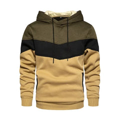 Men's Patchwork Hoodie Outdoor Casual Sportswear Street Fashion Men's Fleece Thermal Hooded Sweatshirt