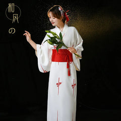 Fashion National Trends Women Sexy Kimono Yukata With Obi Novelty Evening Dress Japanese Cosplay Costume Floral One Size