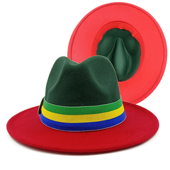 Low price wholesale Fedora hats men's and women's jazz hats red and white new tie dyed Fedora hats autumn classic hats sombrero