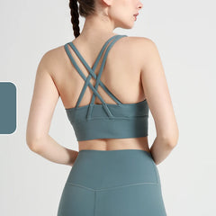 Solid Color Fitness Women Sport Bra Gym Yoga bra Cross Back Yoga Bra Top Sexy Breathable Quick-Drying Workout Sportswear Outfit