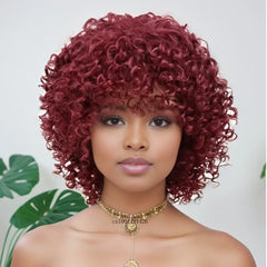 Synthetic Mixed Brown Curly Wigs for Women Short Afro Natural Hair African American Bob Wig Wave Curly