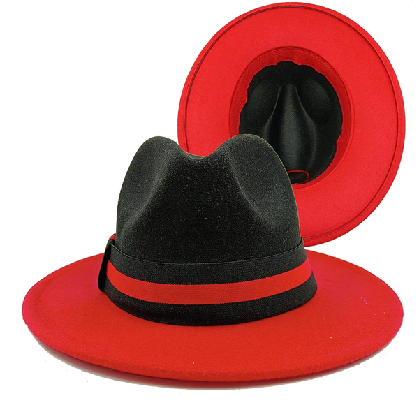 Low price wholesale Fedora hats men's and women's jazz hats red and white new tie dyed Fedora hats autumn classic hats sombrero