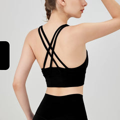 Solid Color Fitness Women Sport Bra Gym Yoga bra Cross Back Yoga Bra Top Sexy Breathable Quick-Drying Workout Sportswear Outfit