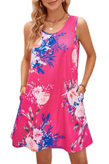 Bohemian Print New Casual Sleeveless Long Women's Round Neck Dress Retro Dress Sweetheart Rustic Country Sleeveless Dress