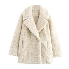 Autumn new women's clothing European and American style French design faux fur effect coat jacket