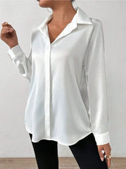 Women's Long Sleeve Silk-like Shirt European American Style Cross-border Clothing High-quality Fashionable Ladies Blouse