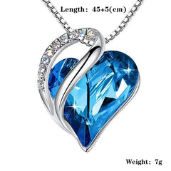 Fashion Silver Love Heart Crystal Pendant Necklace Any Occasion Gift Piece
