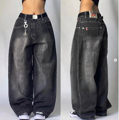 Streetwear Fashion Multi-pocket Washed Baggy Jeans Men And Women Y2K Hip-hop Harajuku Gothic High Waist Wide Trouser