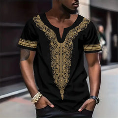 Summer Short Sleeve Men Tshirt Fashion Oversize Casual S-4Xl T-Shirts For Men African Dashiki Traditional Men'S Clothing