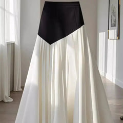 Vintage Long Pleated Skirts Y2k Spring French Elegant Slim Fit A-line Umbrella Design Skirt Faldas Mujer Korean Fashion Clothing
