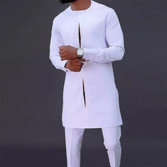 African men Wedding Beaded Long-sleeved Top Pants Set Kaftan Traditional Clothing Ethnic Casual Men's 2Pcs Suit