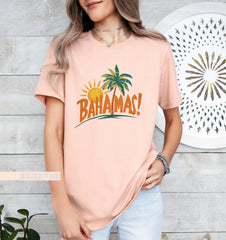 Bahamas T Shirt Vacation Wear Summer Apparel Holiday Clothing Tropical Palm Tree Design Sun And Fun Beach Outfit