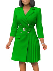 2025 Summer Autumn 3/4 Sleeve Elegant Midi Dress Women's Clothing Casual Party Work Evening Office Lady A-Line Dresses