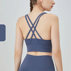 Solid Color Fitness Women Sport Bra Gym Yoga bra Cross Back Yoga Bra Top Sexy Breathable Quick-Drying Workout Sportswear Outfit