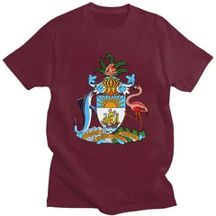 Graphic Tee Short Sleeved T-shirt Slim Fit Clothing Gift Sweatshirt Coat Of Arms Of The Bahamas T Shirt Men Pure Cotton Tshirt