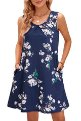 Bohemian Print New Casual Sleeveless Long Women's Round Neck Dress Retro Dress Sweetheart Rustic Country Sleeveless Dress