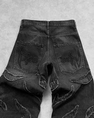 Baggy Jeans Men Y2k Hip Hop Retro Oversized Embroidery Pants Harajuku Gothic Wide Leg Streetwear